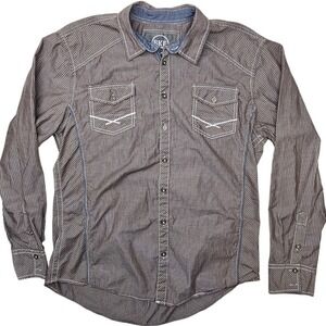 BKE Mens Athletic Fit Pinstripe Button Down Shirt Grey XL 11305FPW